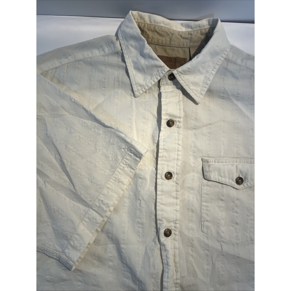 Field & Stream Men's Short Sleeve Button Down Shirt Ivory Sz XL Xtra Large